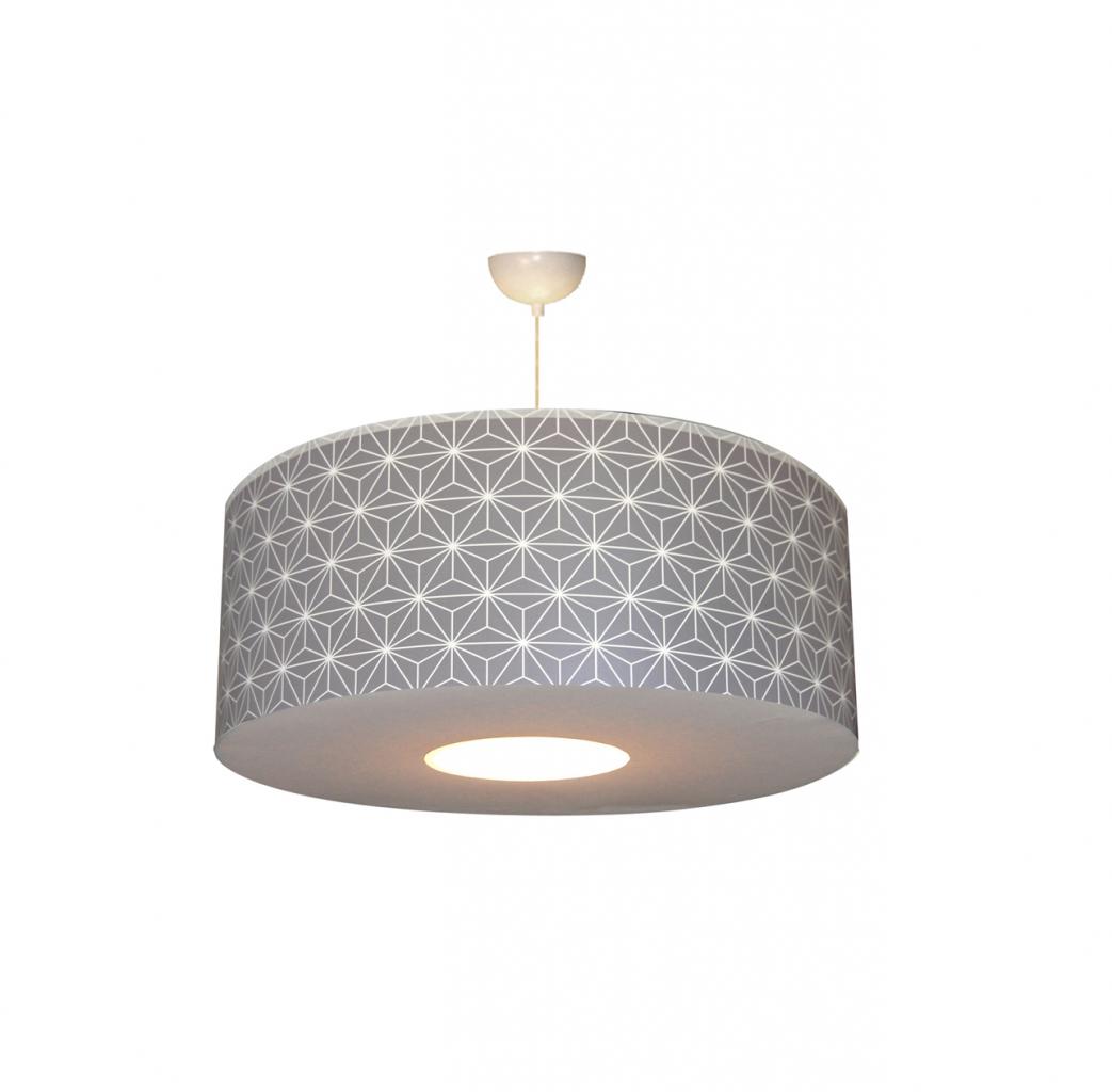Suspension motif graphique ton gris Ø 50 cm