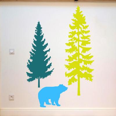 Sticker, décoration murale, thème silhouette d'ours, couleurs au choix.