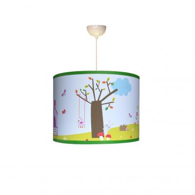Abat-jour enfant, animaux, vert et bleu.
