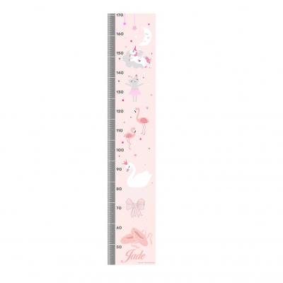 Toise personnalisable fille,  thème danse, tons rose et gris.