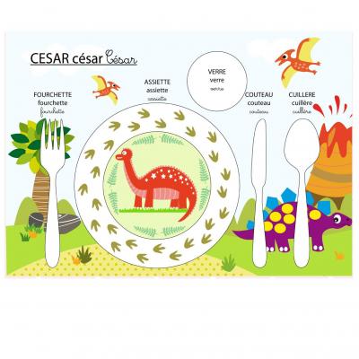 Set de table pédagogique, dinosaure