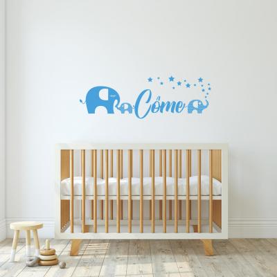Autocollant prénom, sticker mural pour chambre de garçon, éléphant.