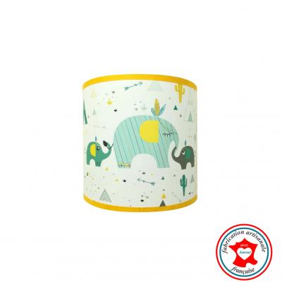 Luminaire enfant, Applique murale, thème maman éléphant, indien, tipi, cactus, couleurs bleu, jaune, mint