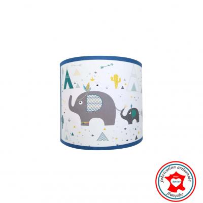 Luminaire enfant, Applique murale, thème papa éléphant, indien, tipi, cactus, couleurs bleu, jaune, mint