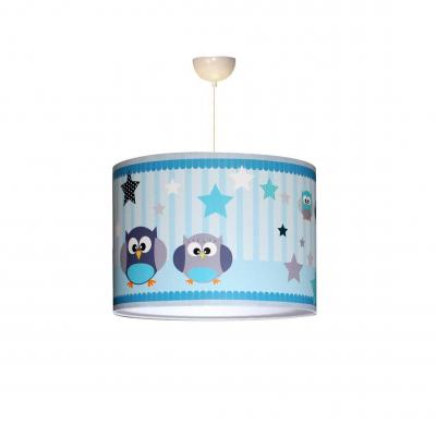 Abat-jour enfant, thème hiboux, couleur bleu