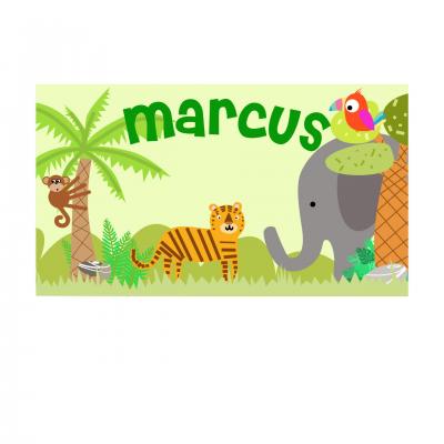 Plaque de porte pour chambre enfant, thème jungle, tons vert.