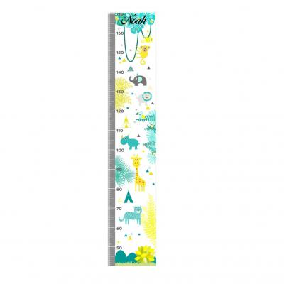 Toise personnalisable enfant  thème jungle safari ton turquoise..
