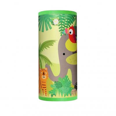 Lampe de chevet garçon, motif savane, jungle, ton vert
