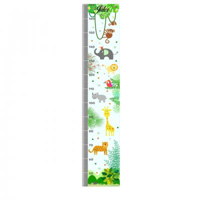 Toise personnalisable enfant  thème jungle safari tons vert.