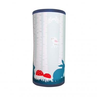 Lampe à poser enfant, motif les lapins, tons bleu.