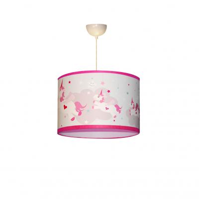 Abat-jour fille, licornes rose et bleu.