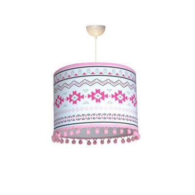 Abat-jour fille, thème mexicain, tons rose, gris et blanc