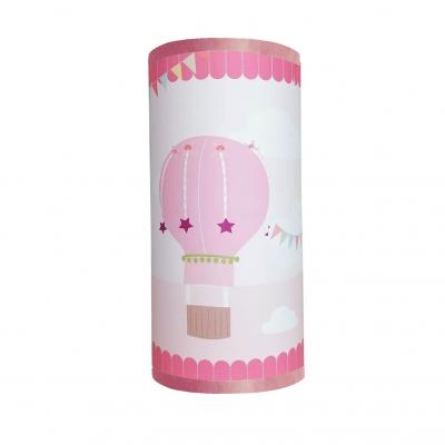 Lampe à poser enfant, motif montgolfière, tons rose.