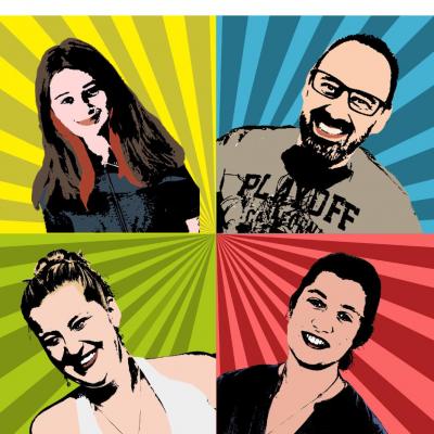 Tableau portait de famille, pop art, style Andy Warhol.