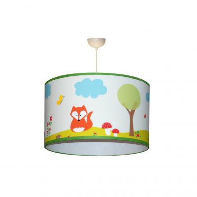 Abat-jour enfant, thème renard, ton vert.
