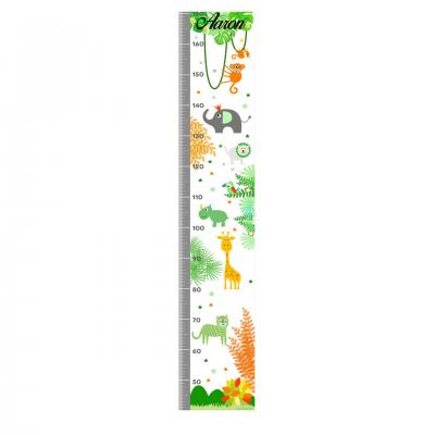 Toise personnalisable enfant  thème jungle safari tons vert et orange