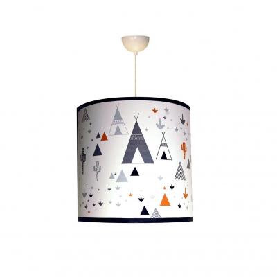 Abat-jour garçon, thème tipi, tons noir, caramel et gris.